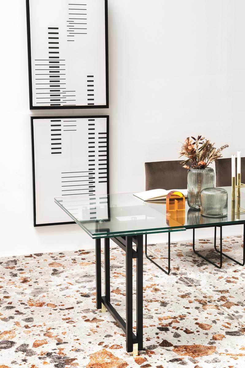 BERLIN Extending rectangular glass table