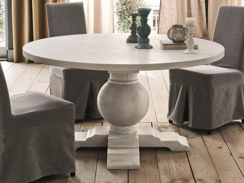 NEW YORK Round oak living room table
