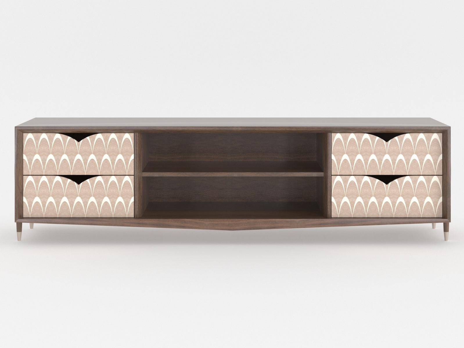 PEACOCK Wood veneer TV cabinet with drawers