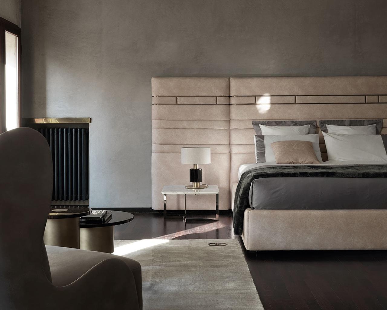 ZIGGY Fabric bed with upholstered headboard