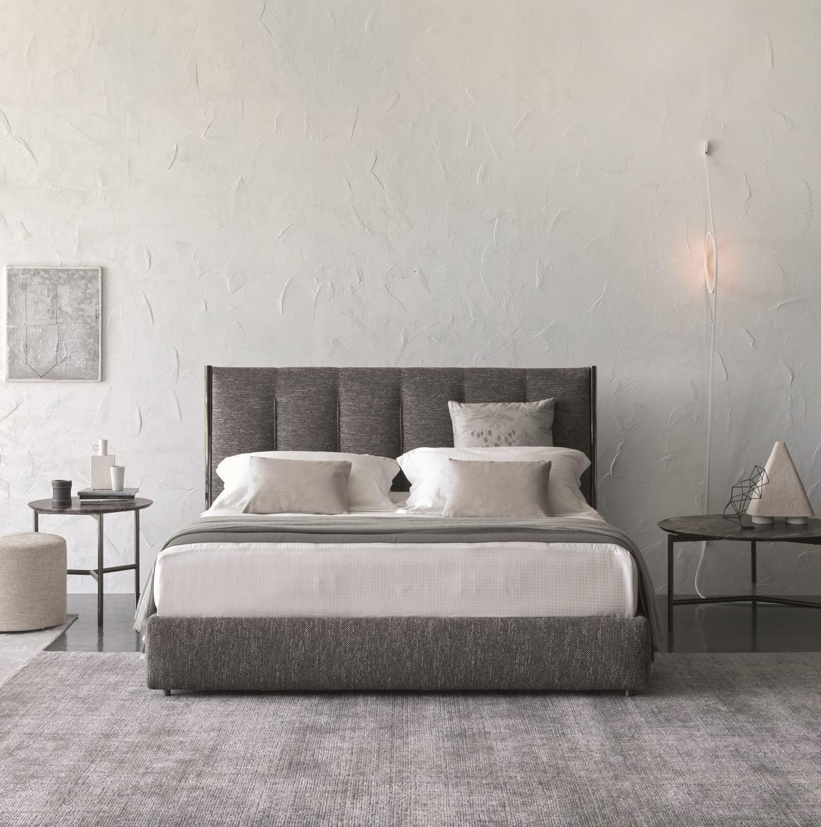 KOI Fabric double bed with high headboard