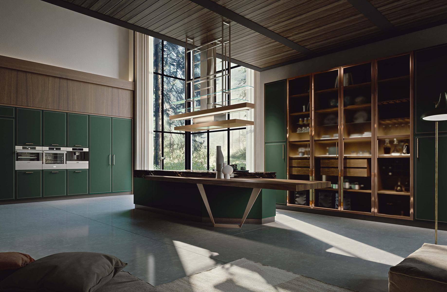ESSENZA SUPERNATURAL GREEN AND COPPER Custom kitchen