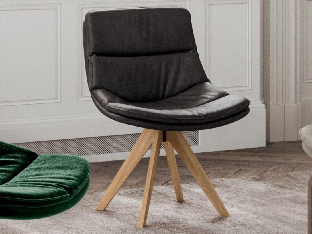 SALLY Trestle-based leather chair