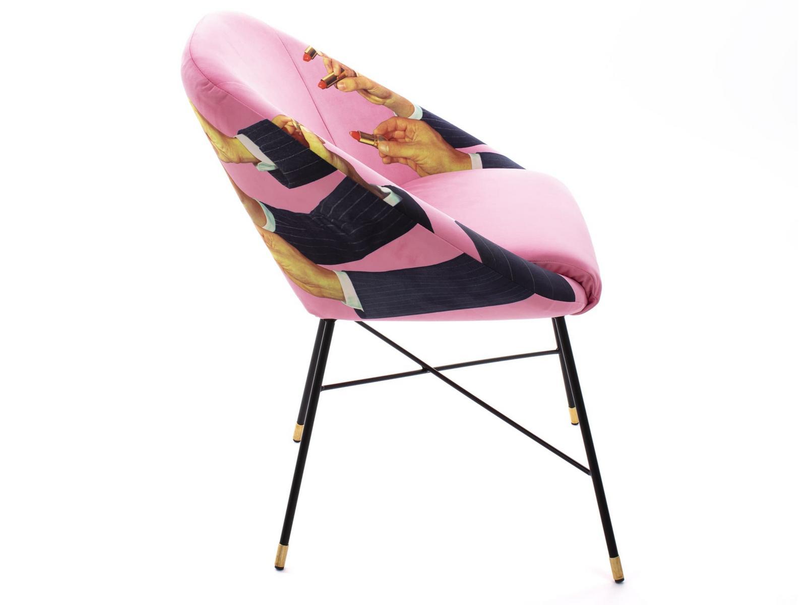 LIPSTICKS PINK Upholstered fabric chair with armrests