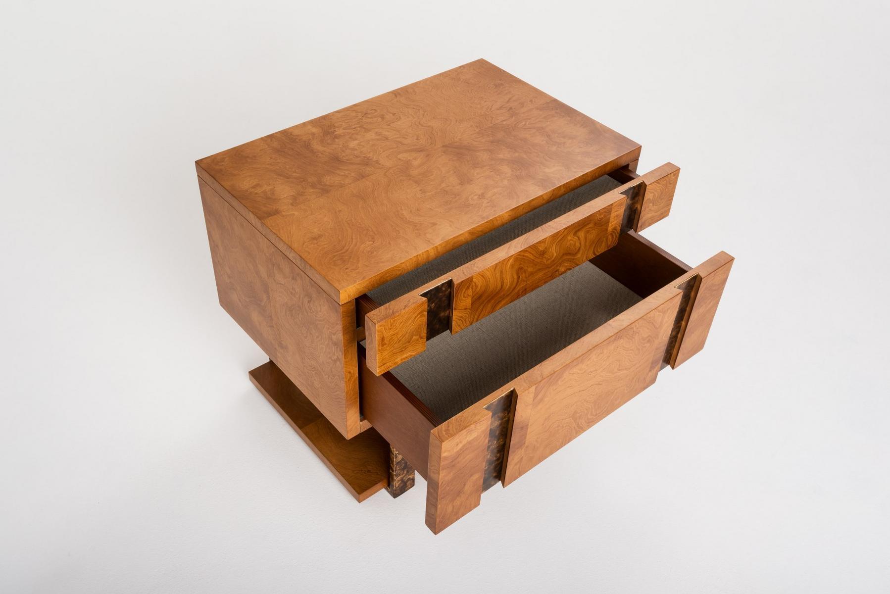 DIADEMA Rectangular wooden bedside table with drawers