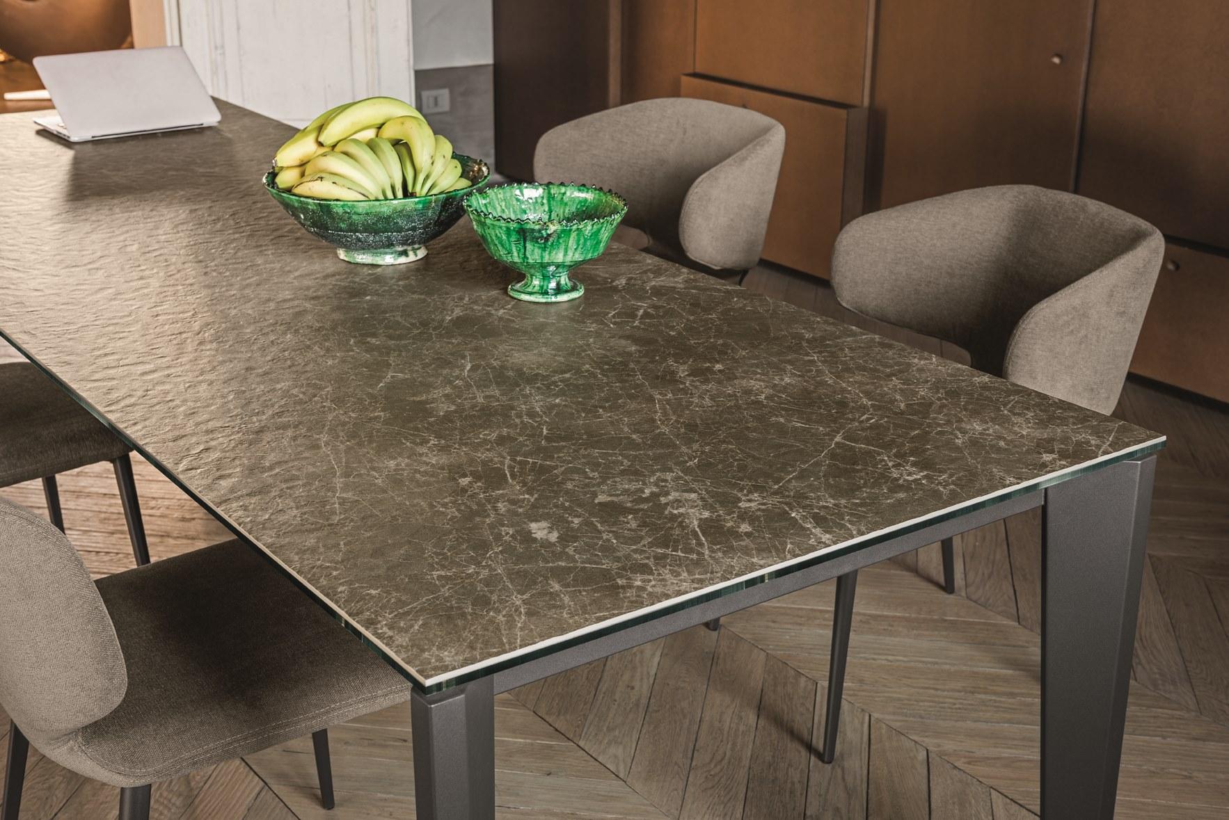 DIAMANTE Extending rectangular glass ceramic table