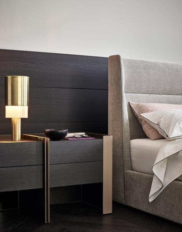 CHLOE Fabric double bed with upholstered headboard
