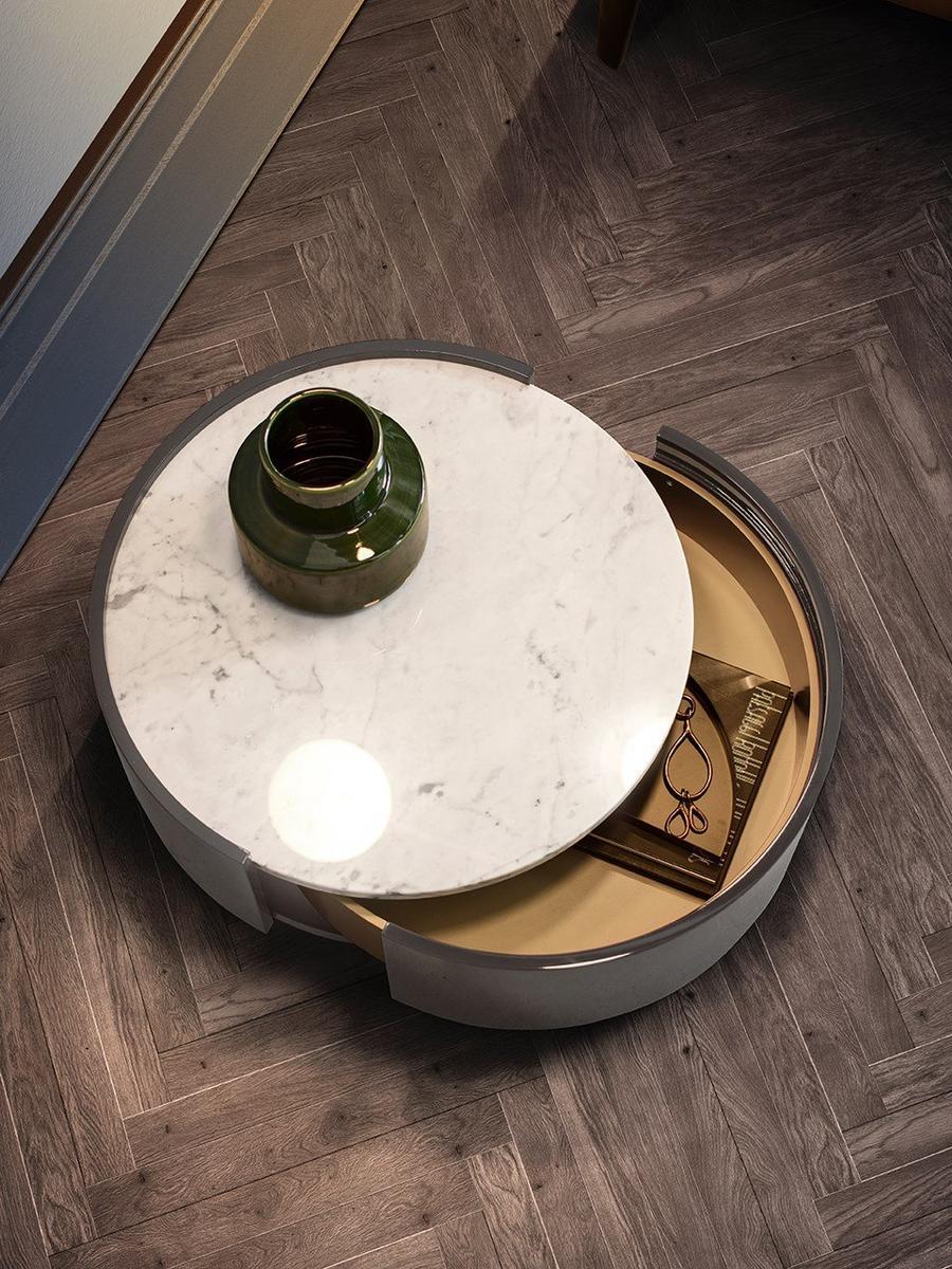 DEDALO Round bedside table with drawers