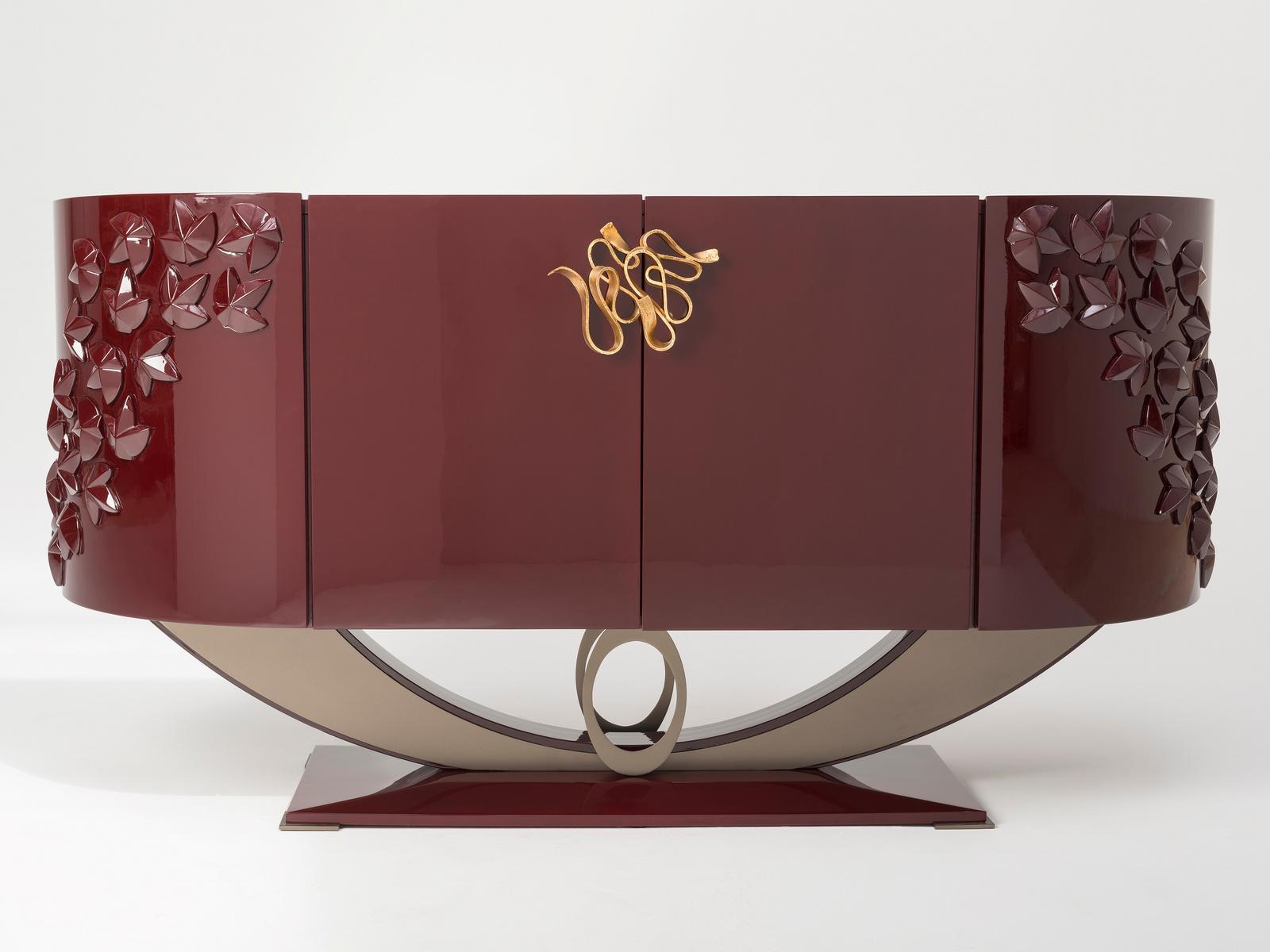 MIMOSA Wood veneer sideboard with doors