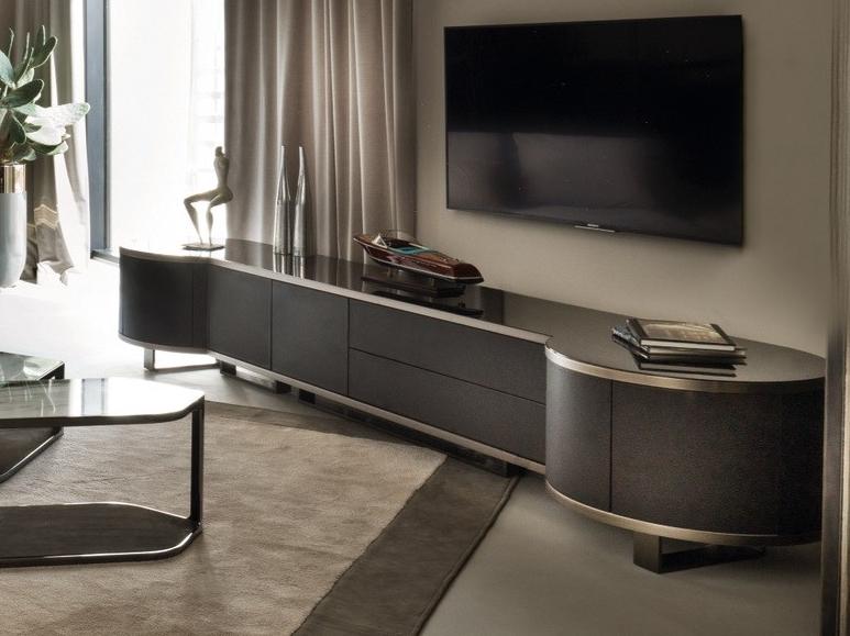 COURBET Leather sideboard with drawers