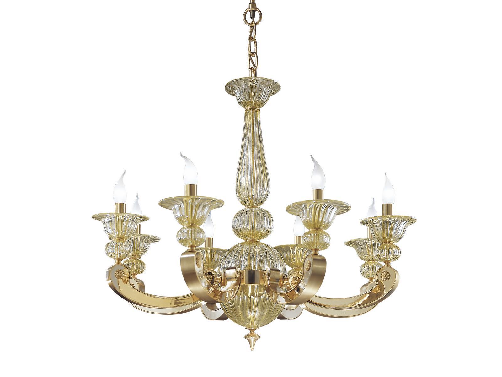 AMY 267/8 Gold/satin gold plated chandelier with clear crystal