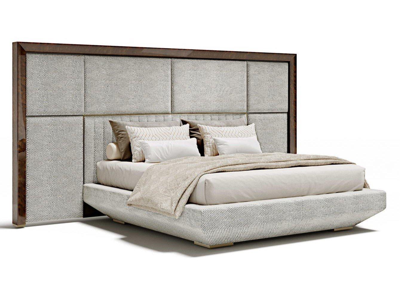 KIMERA Leather king size bed with high headboard
