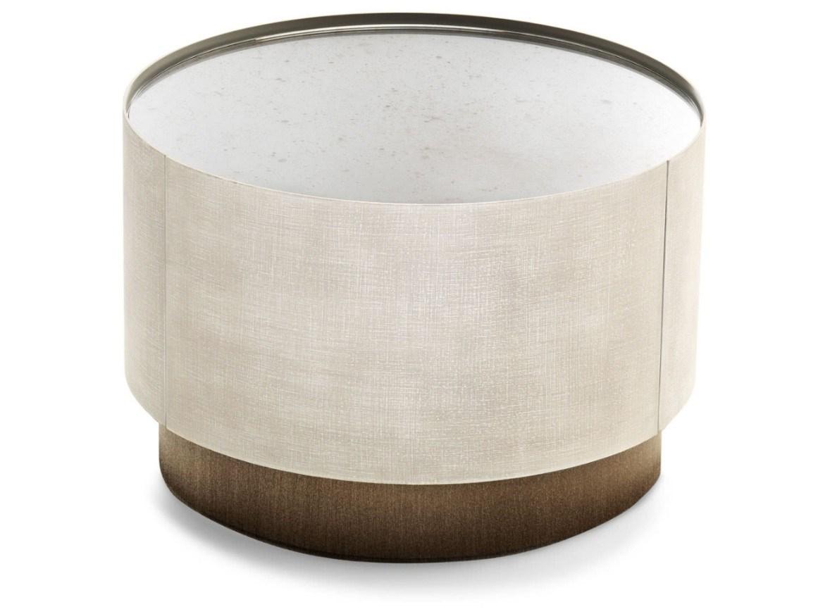 MIRTO Round metal bedside table with drawers
