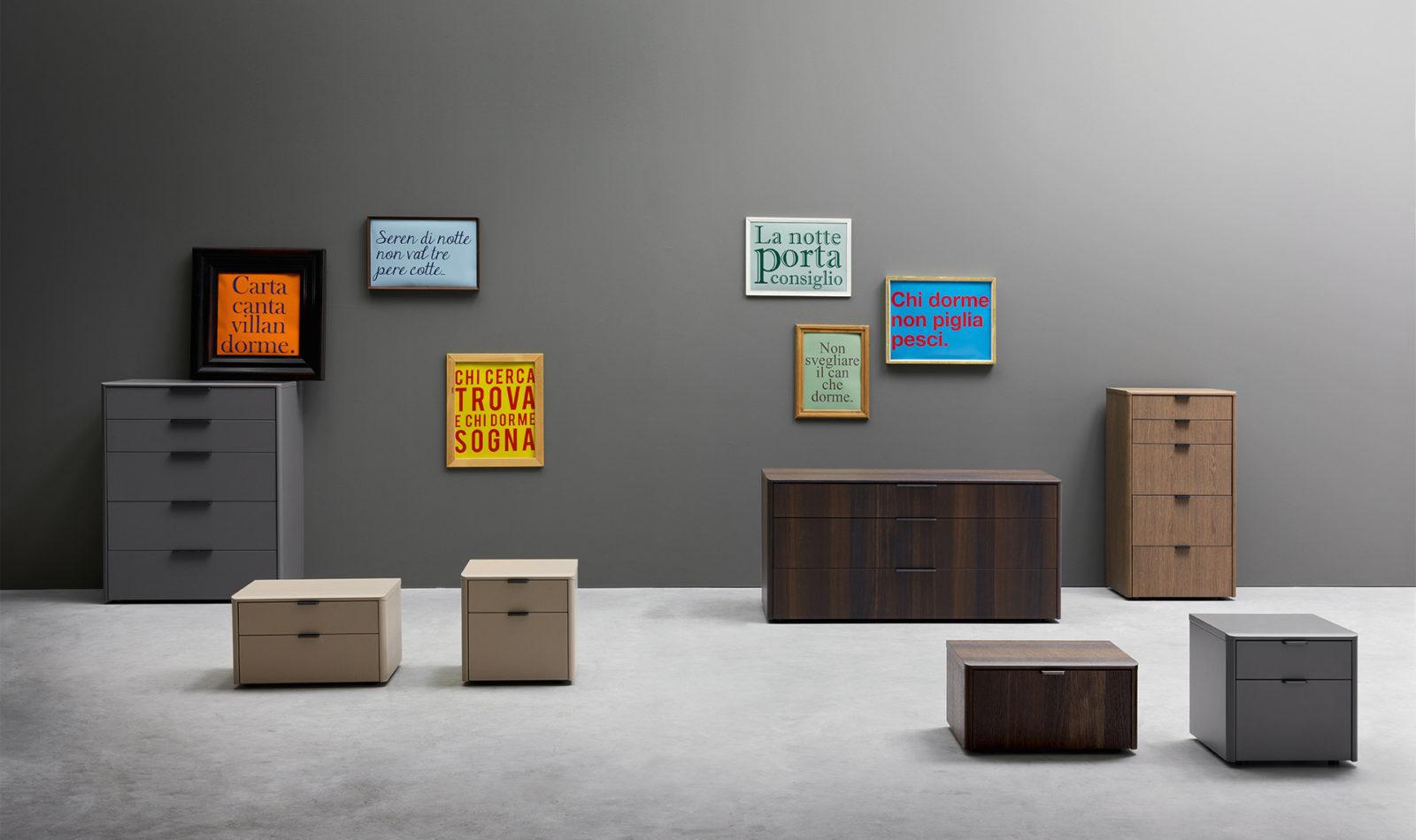 TIMELESS Rectangular melamine chest of drawers with integrated handles