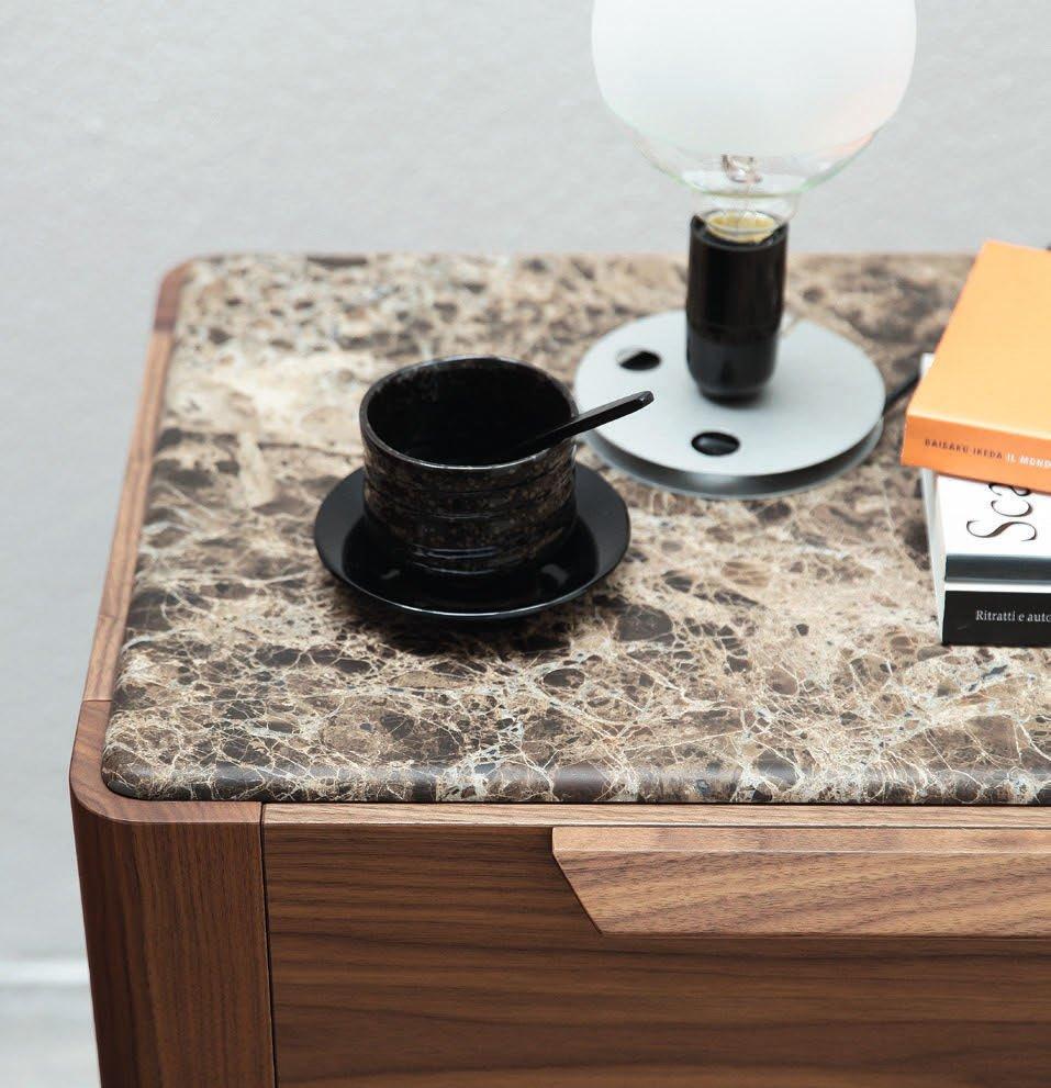 ZIGGY Rectangular walnut bedside table with drawers