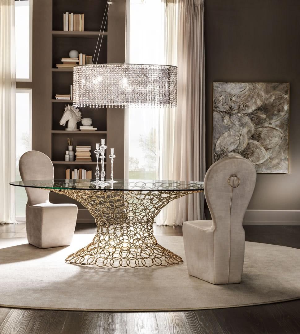 MONDRIAN ART FORM Oval glass table