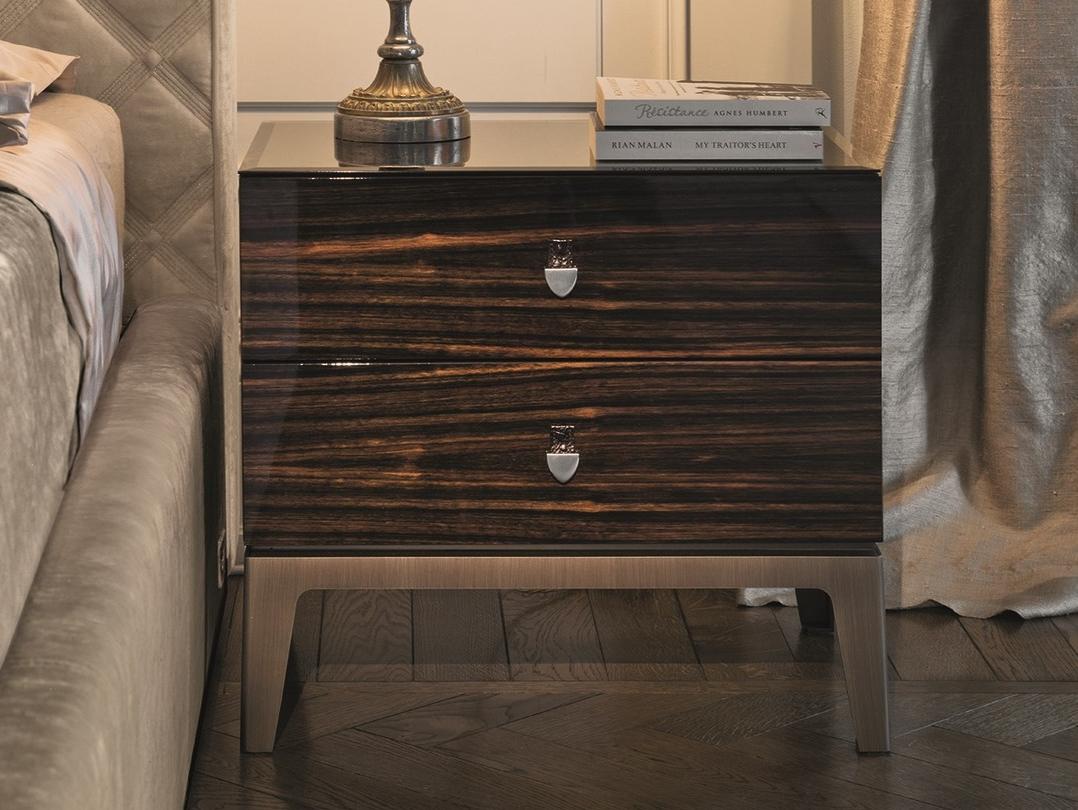 SIR Rectangular metal bedside table with drawers