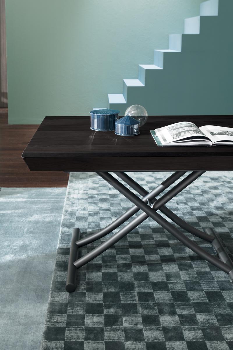 LEONARDO Height-adjustable extending wooden coffee table