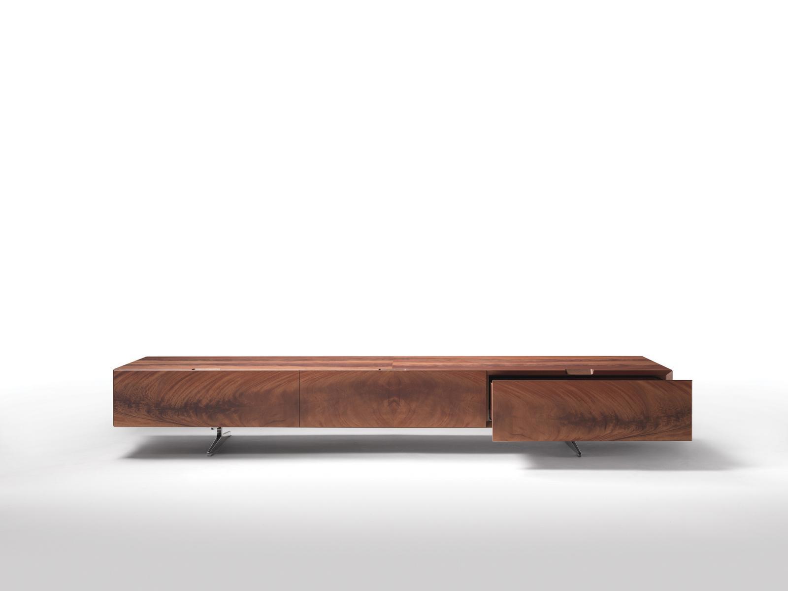 PIUMA Low mahogany TV cabinet with drawers