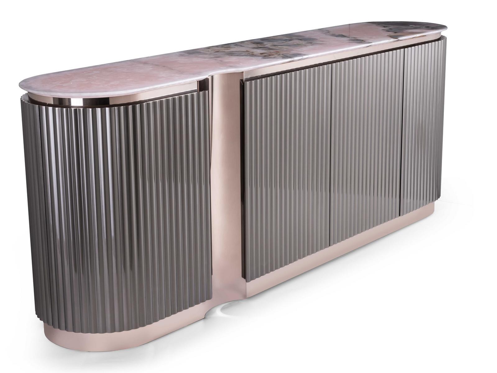 LEONARDO Steel and wood sideboard with doors