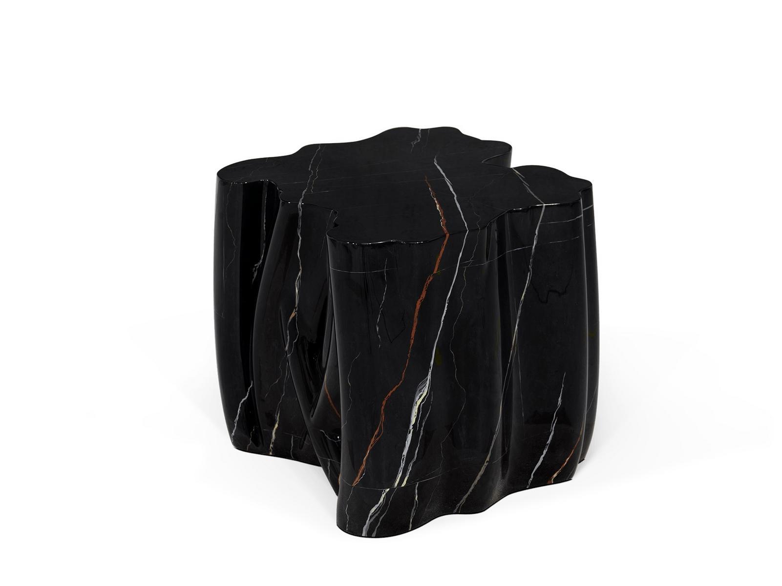 MONOCHROME FAUX-MARBLE Glass-fibre side table