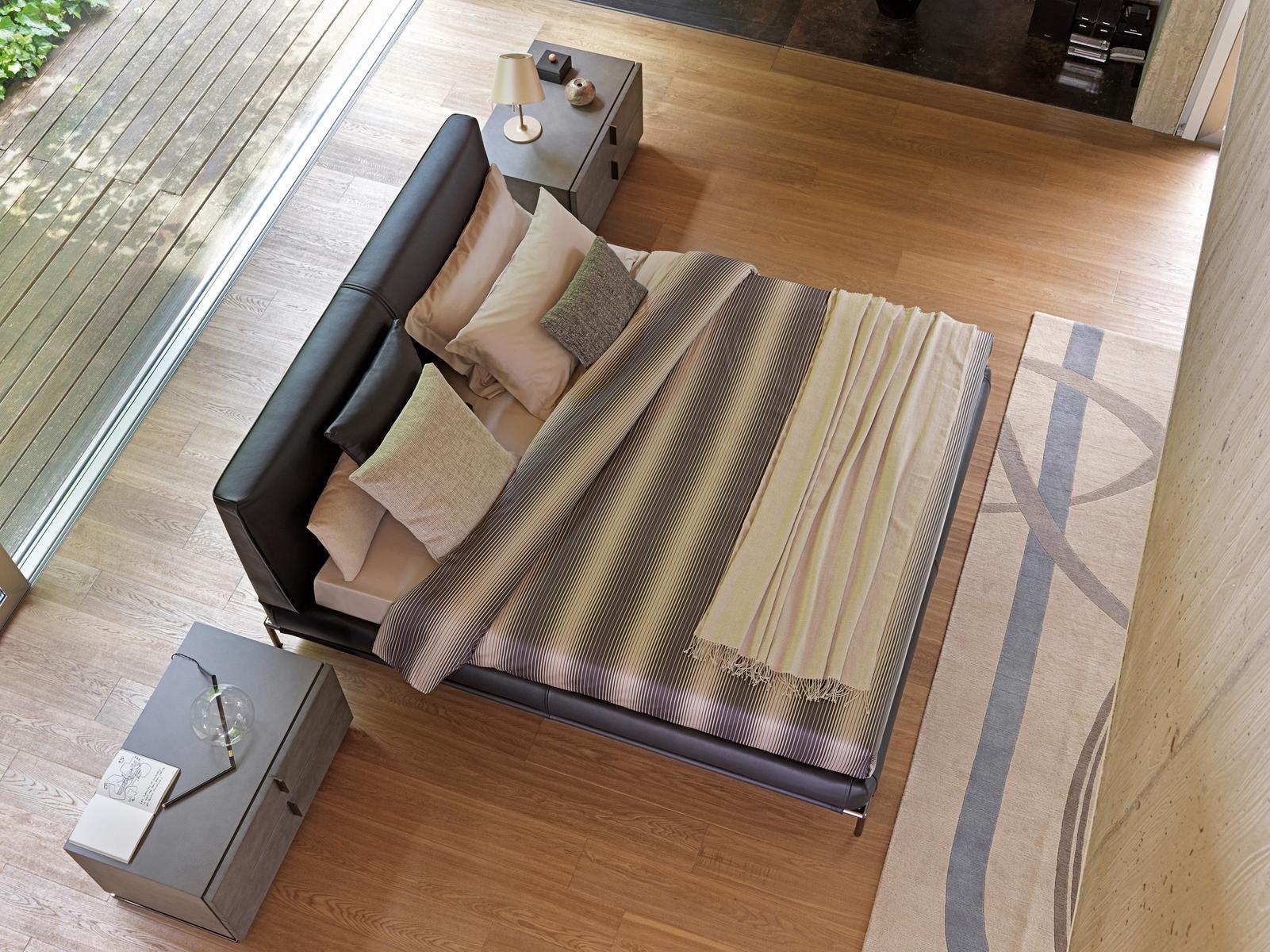 ICON Upholstered fabric double bed with removable cover