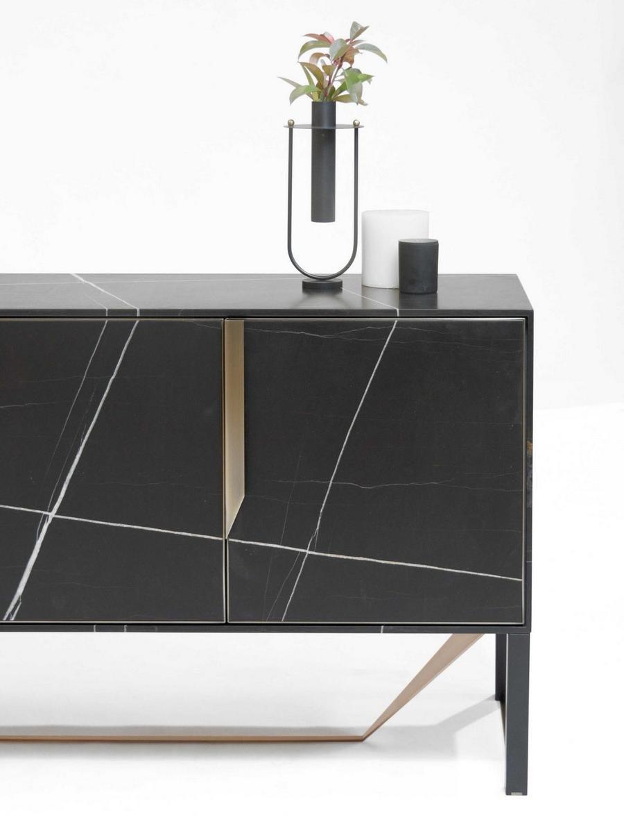 PRISMA Wood and glass sideboard with doors