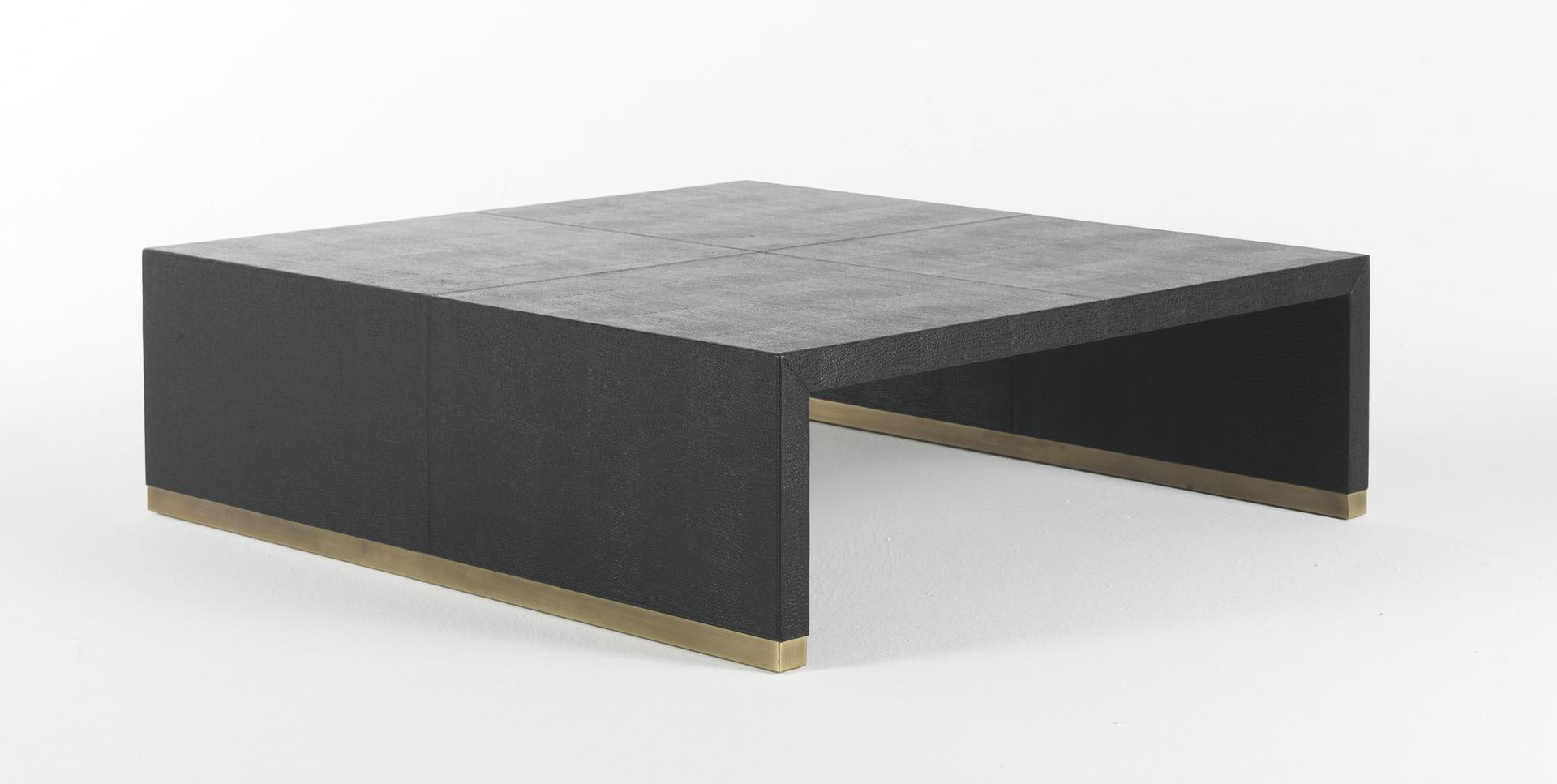 KAY Rectangular leather coffee table