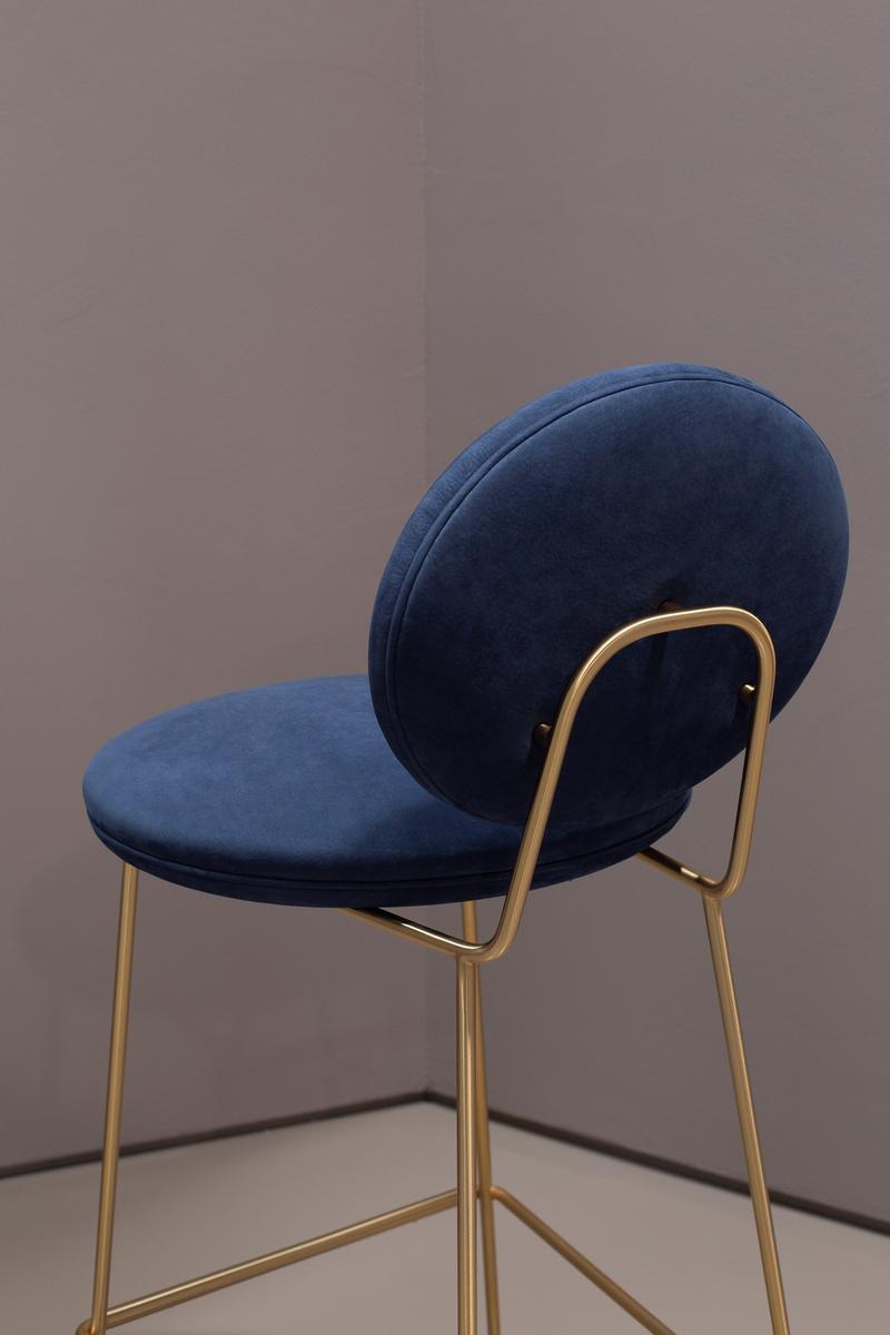 GEMMA Contemporary style high upholstered leather stool with footrest