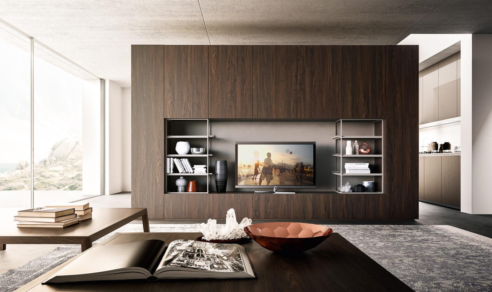 EVEN Modular lacquered wardrobe with drawers