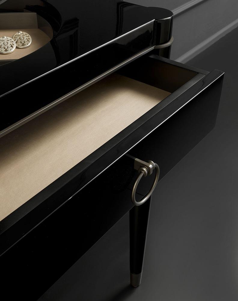 AMBRA Rectangular leather writing desk with drawers