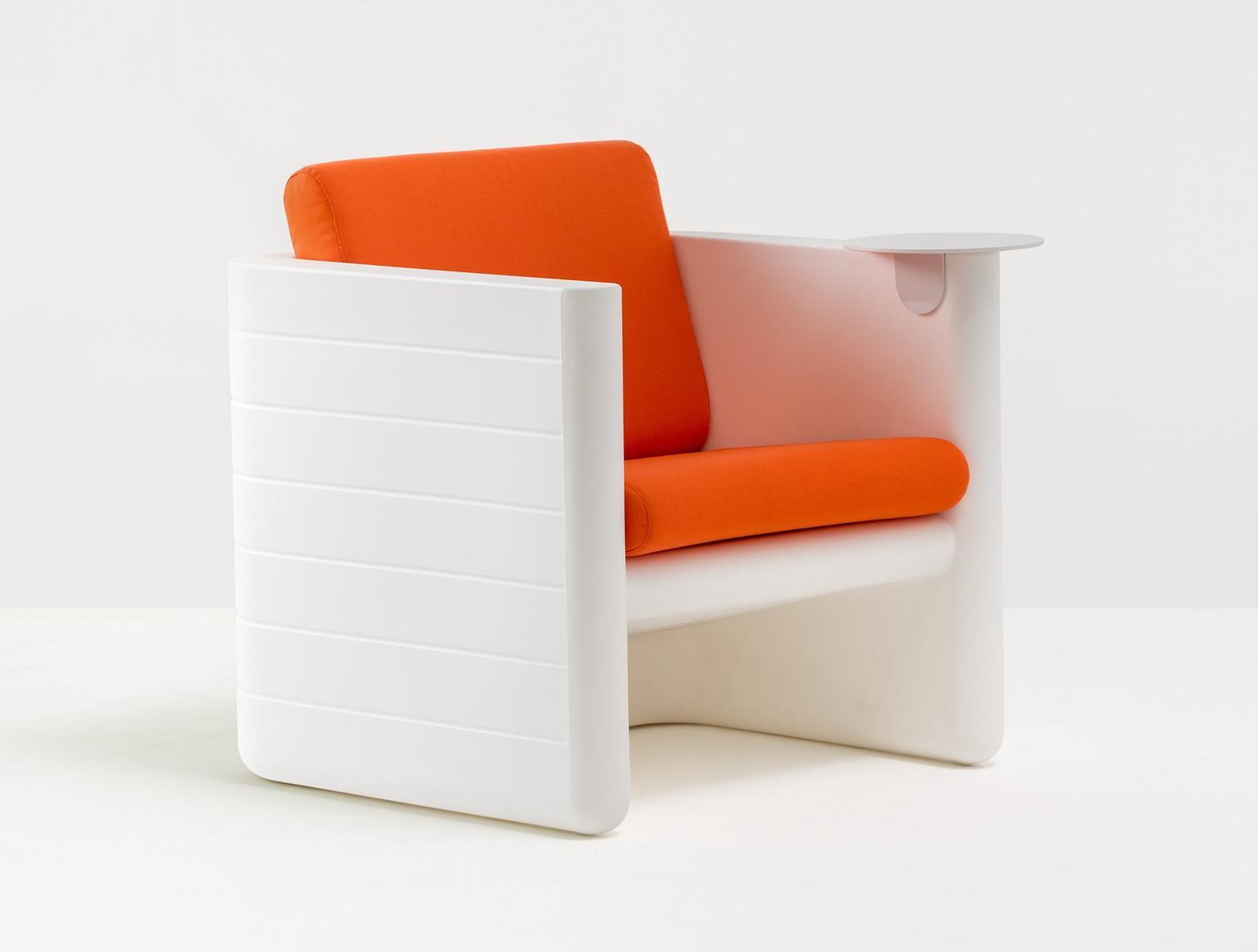 SUNSET 625 Upholstered fabric garden armchair with removable cover