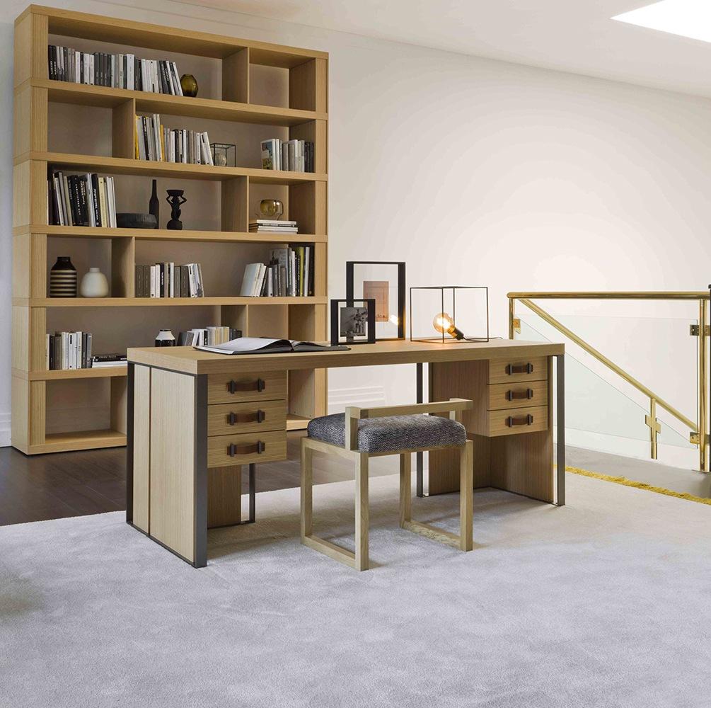 KOBE Rectangular wood writing desk with drawers