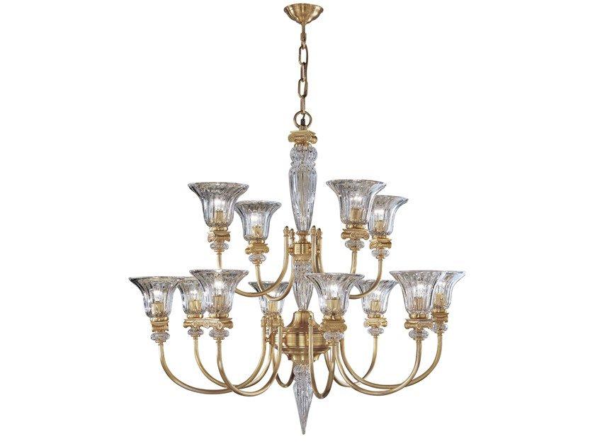 NATASCIA 27077/8+4 Satin gold plated finish chandelier with crystal