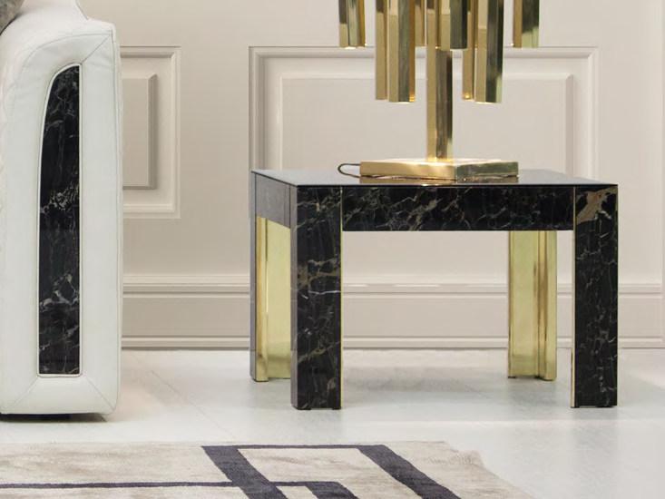 ROYAL Low square marble coffee table for living room