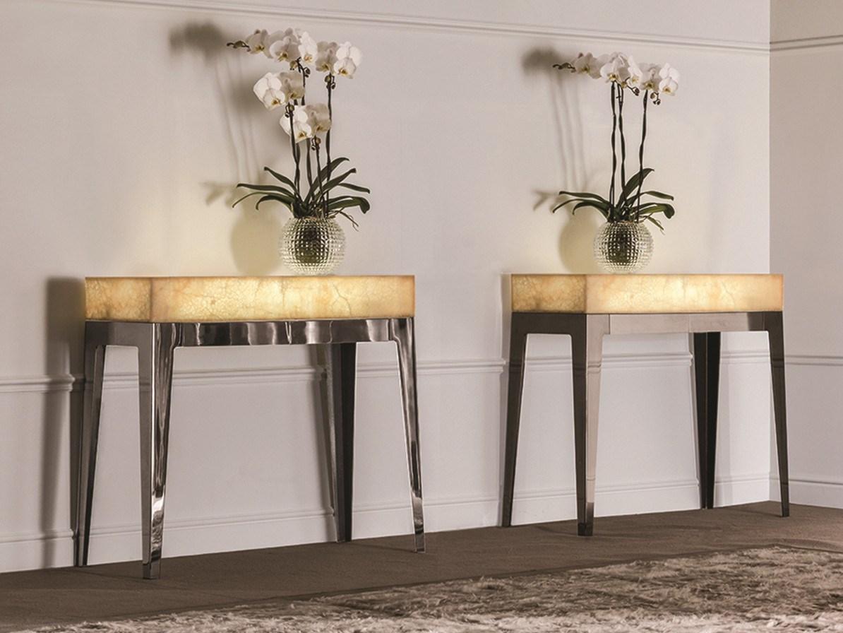 GORKY ONYX Rectangular stone console with drawers