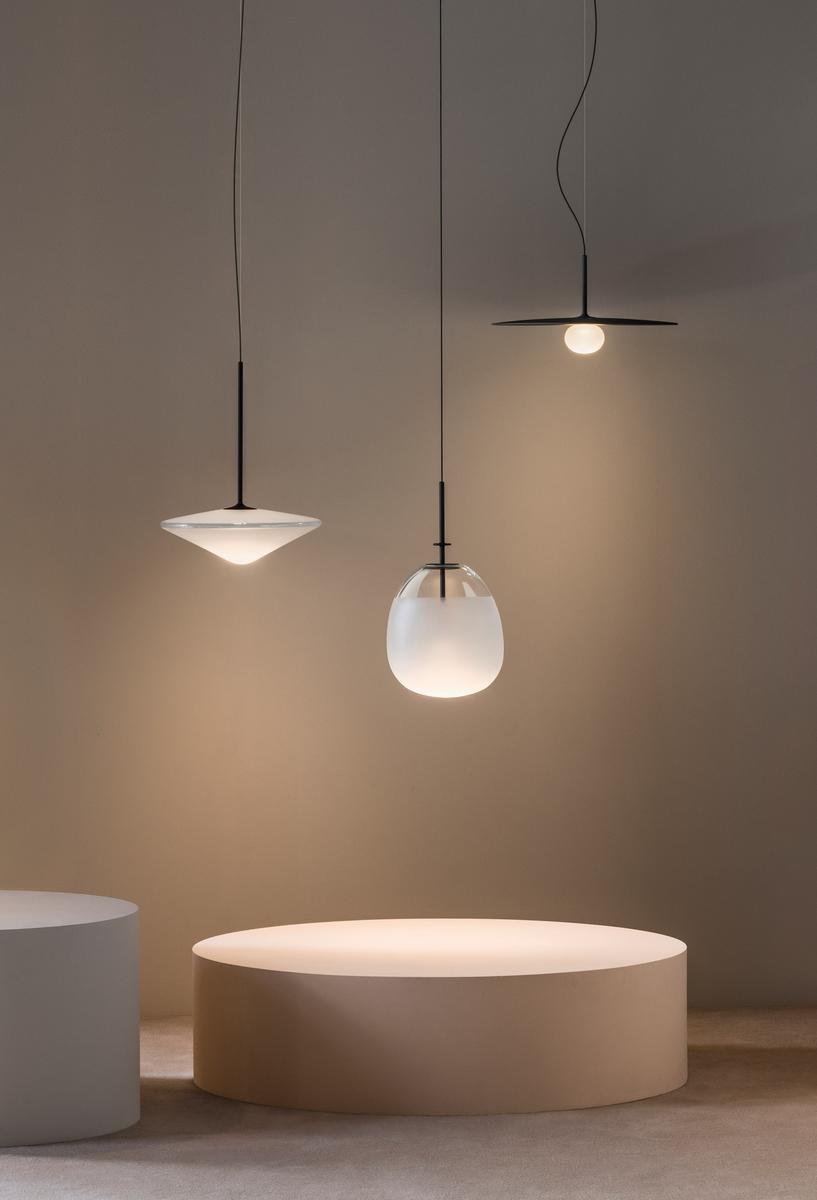 TEMPO 5772_5778 LED direct light glass and steel pendant lamp