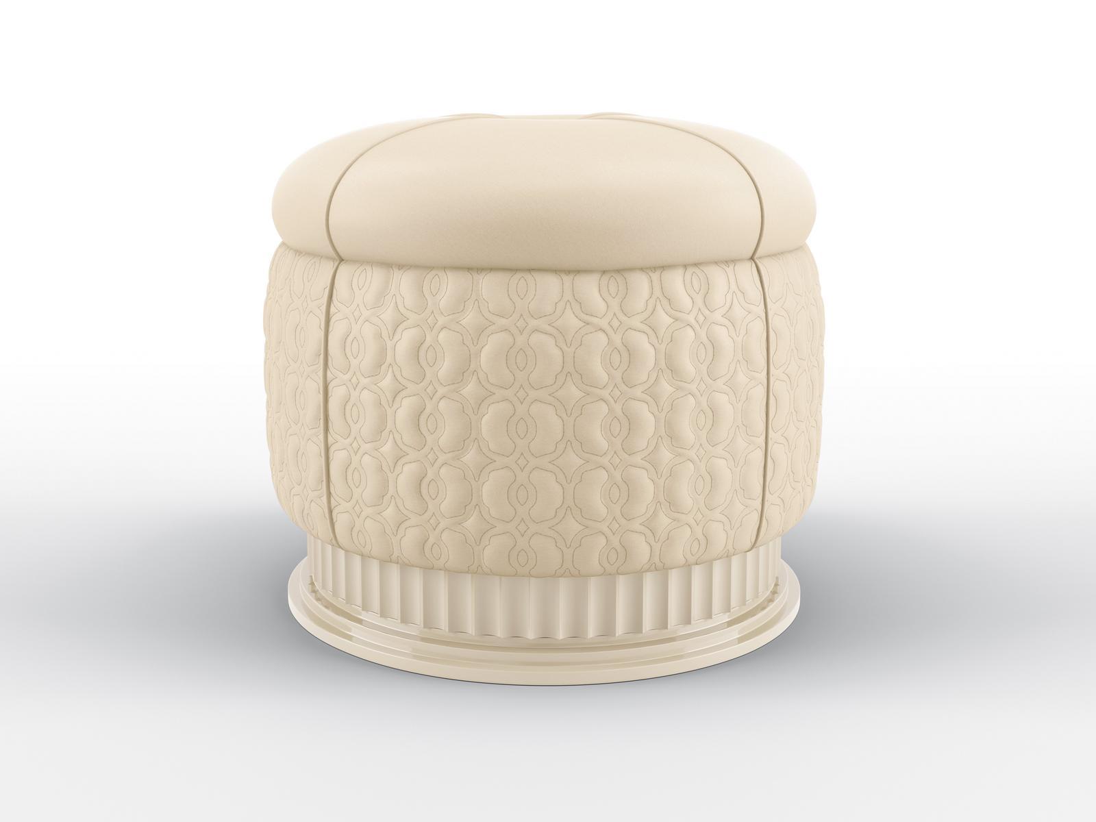MOON WALT Round leather pouf