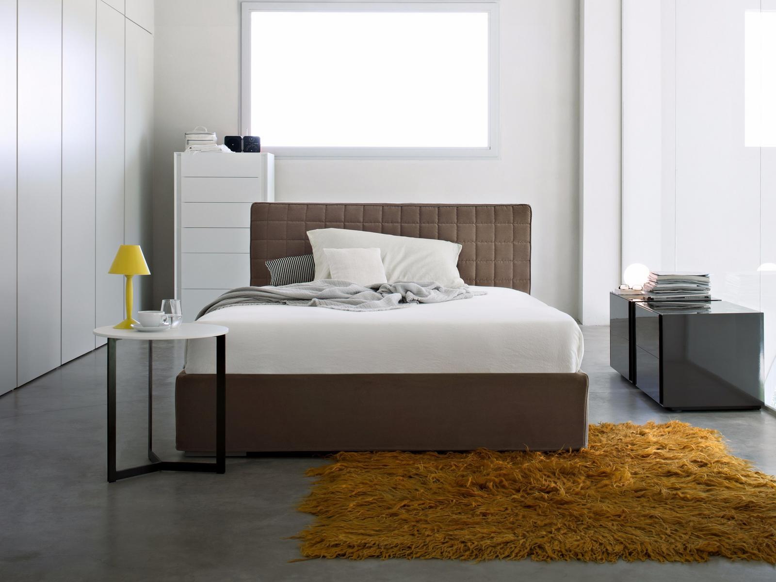 PICOLIT Fabric bed with removable cover with upholstered headboard
