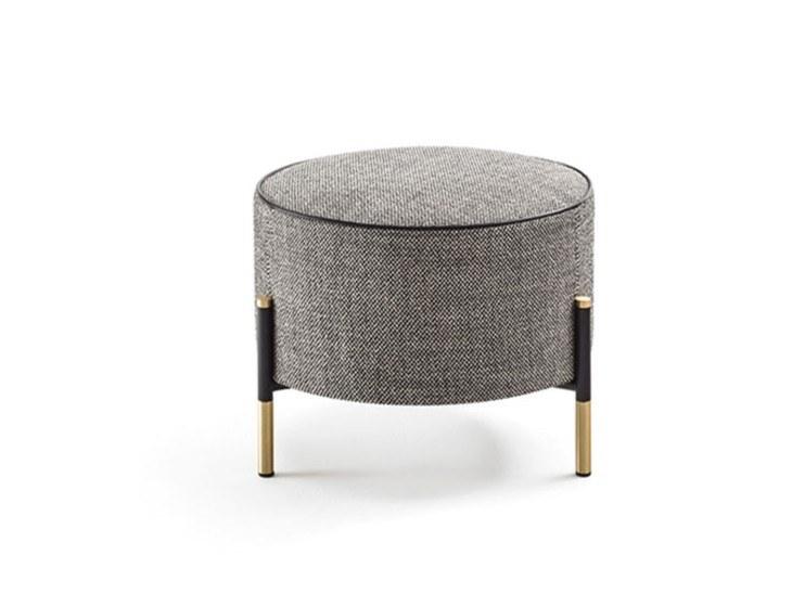 KEVIN Upholstered round fabric pouf