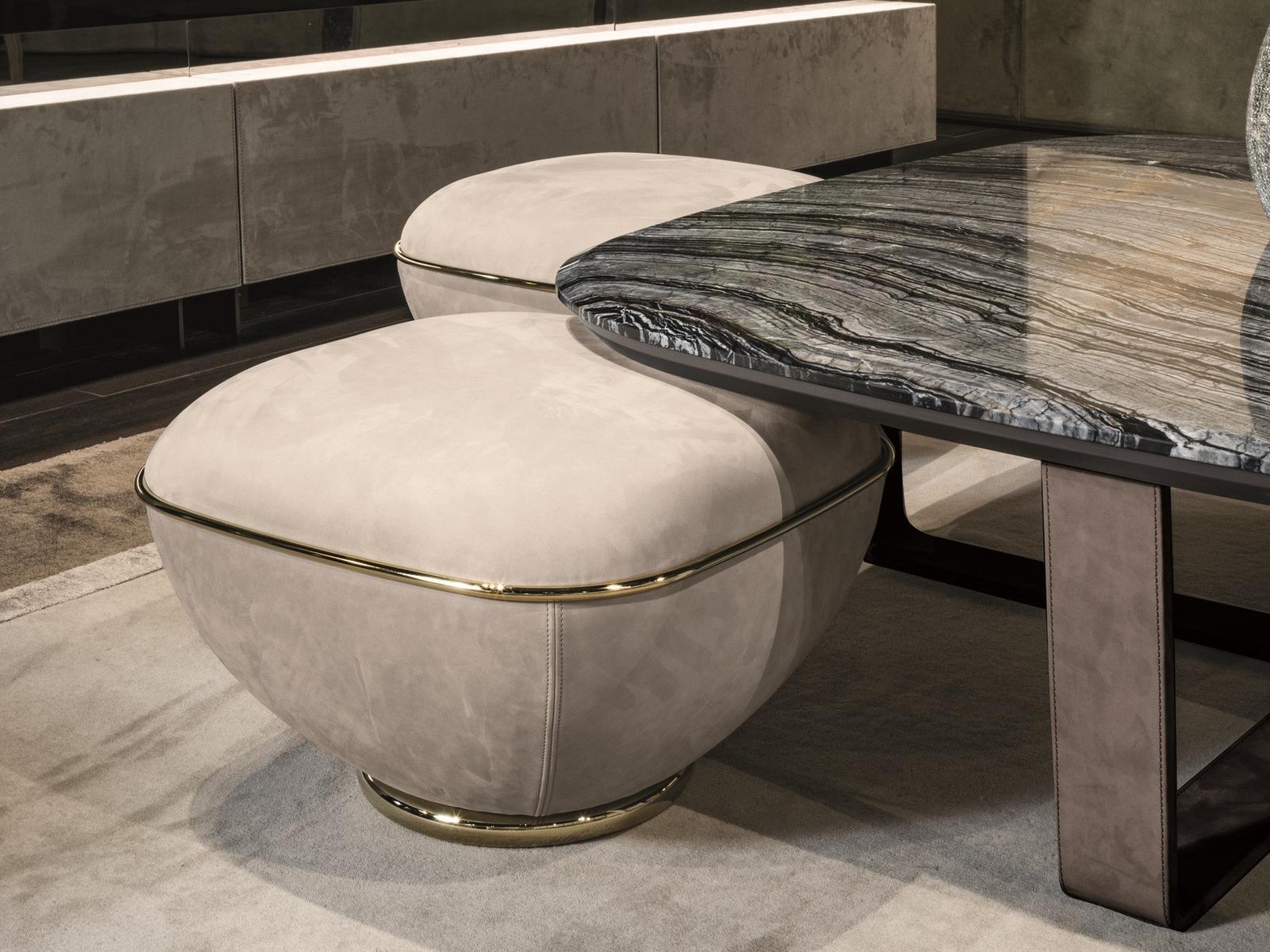 SIGMA Round leather pouf