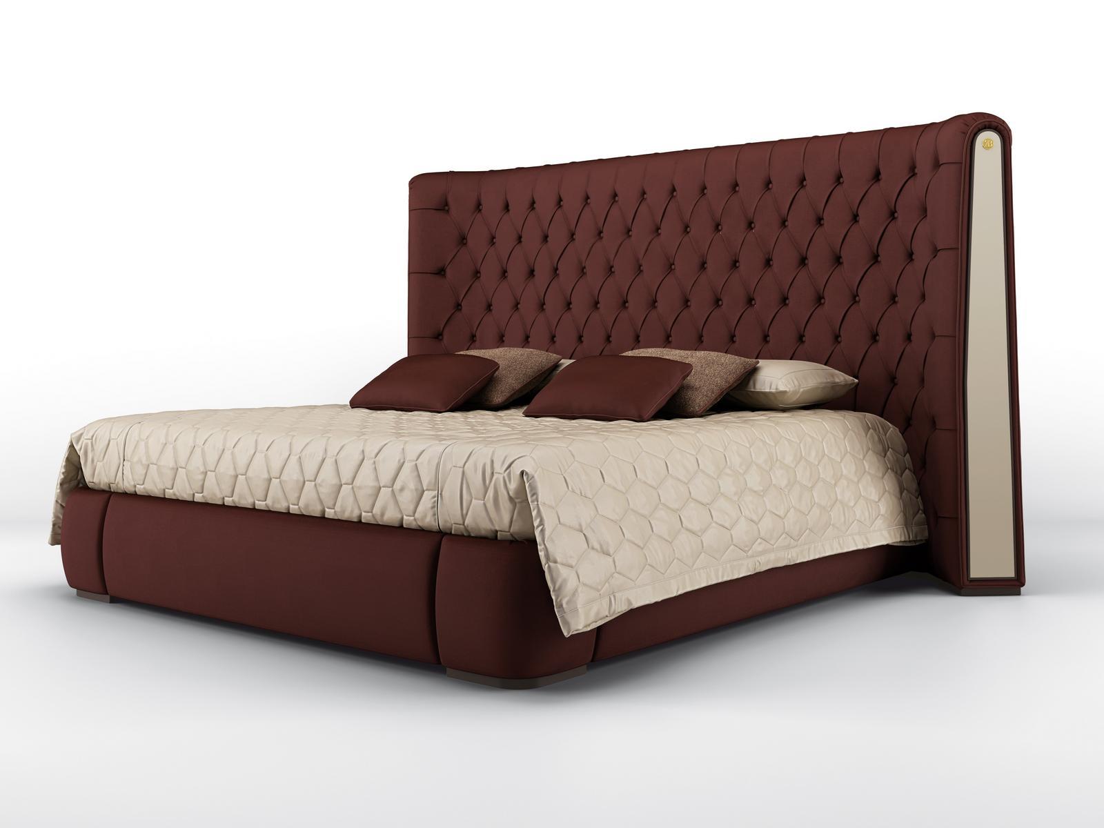 HERMITAGE Velvet bed with tufted headboard