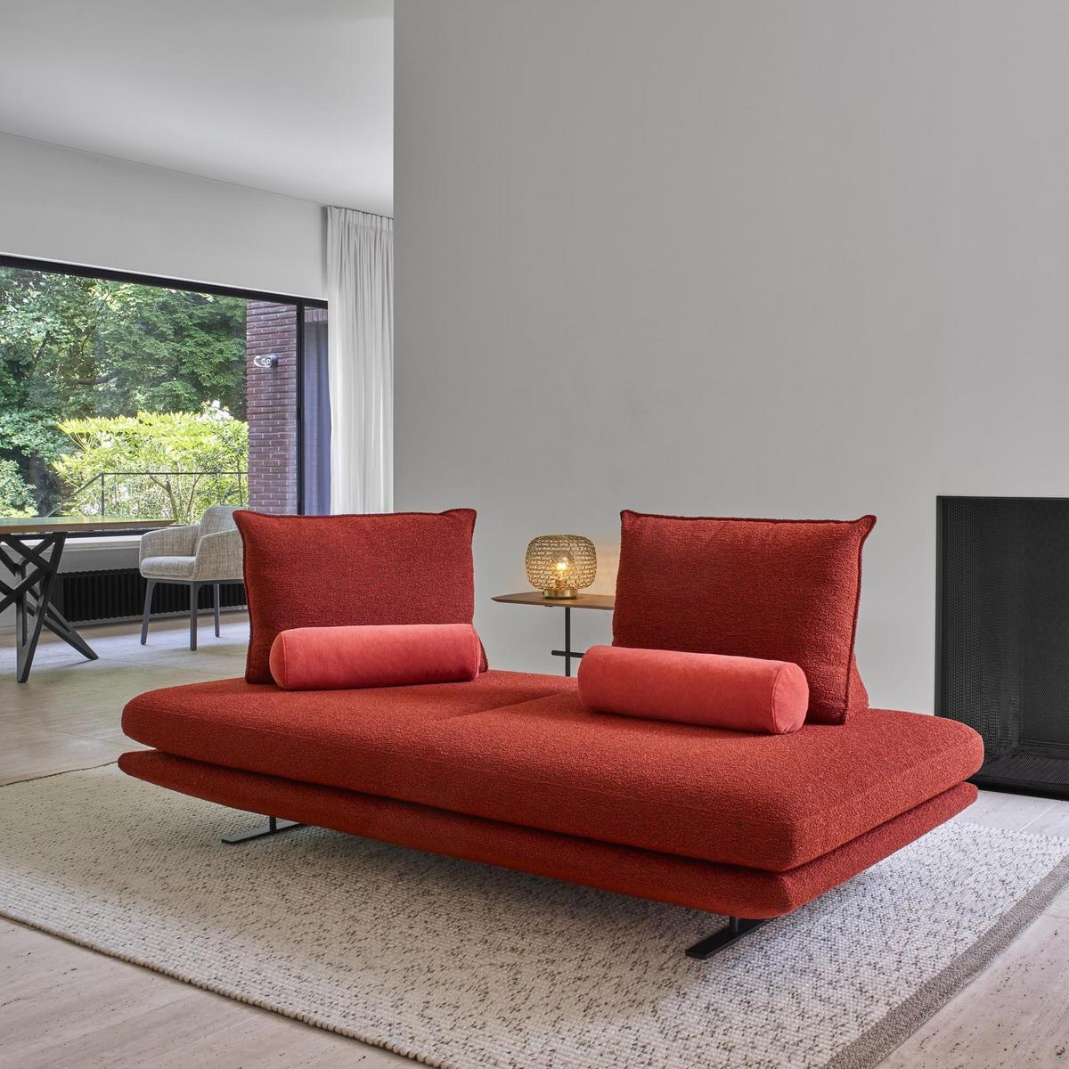PRADO Upholstered fabric bench with back