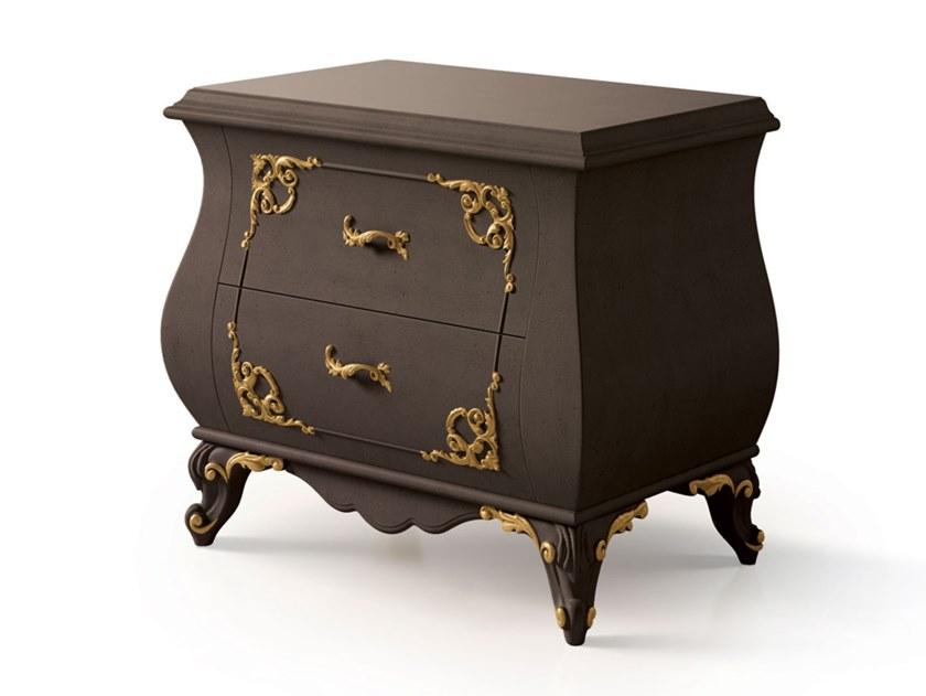 6572 Rectangular wooden bedside table with drawers