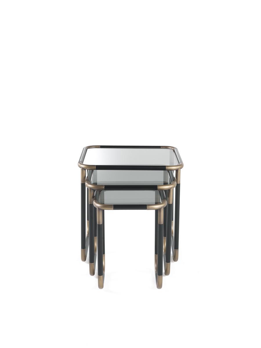 PIGNETO Coffee table in metal and smoky glass