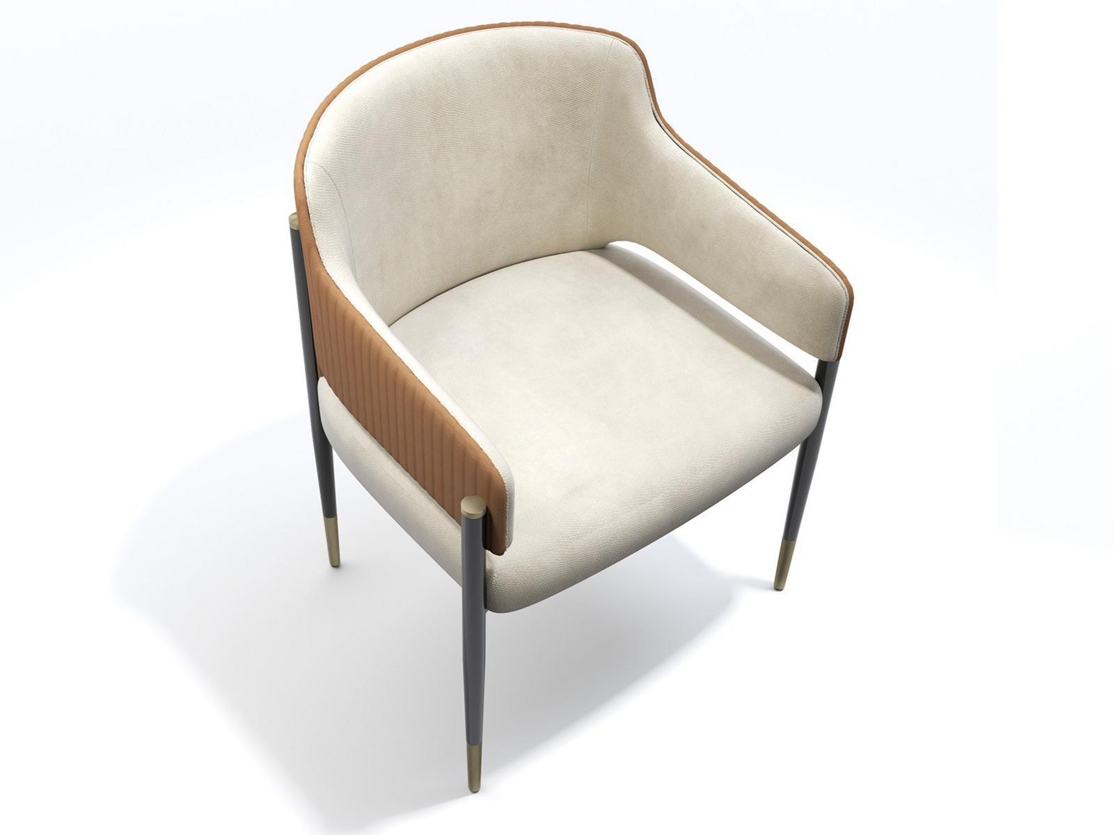 GIULIETTE Upholstered fabric chair with armrests
