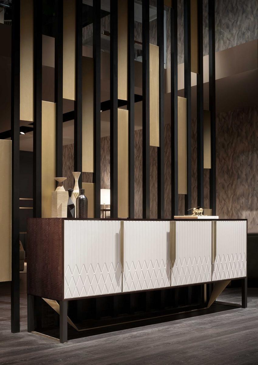PRISMA Wood and glass sideboard with doors