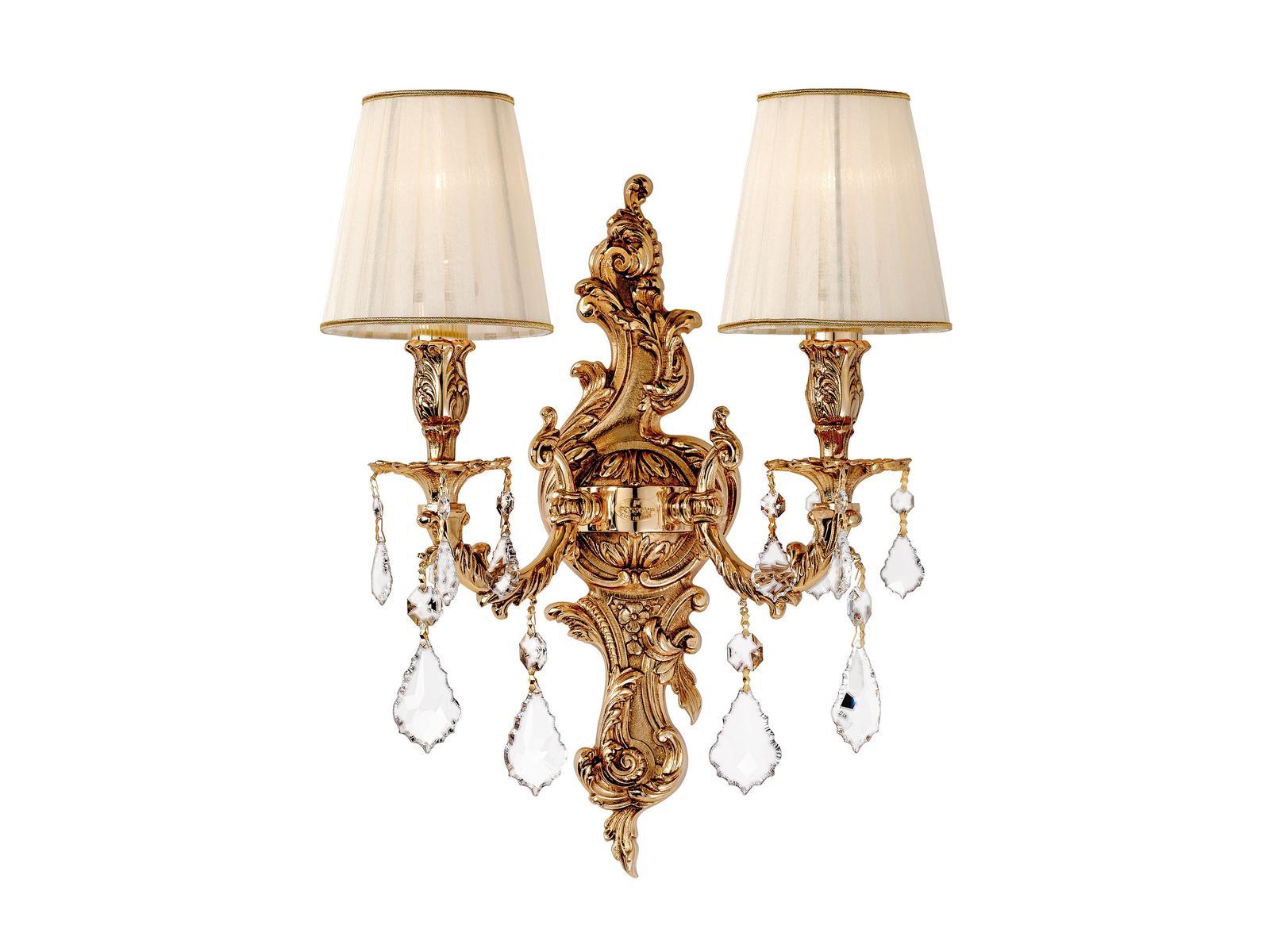 LARA 4400/A2-SH/P Shaded gold plated wall lamp with Schoeler crystals