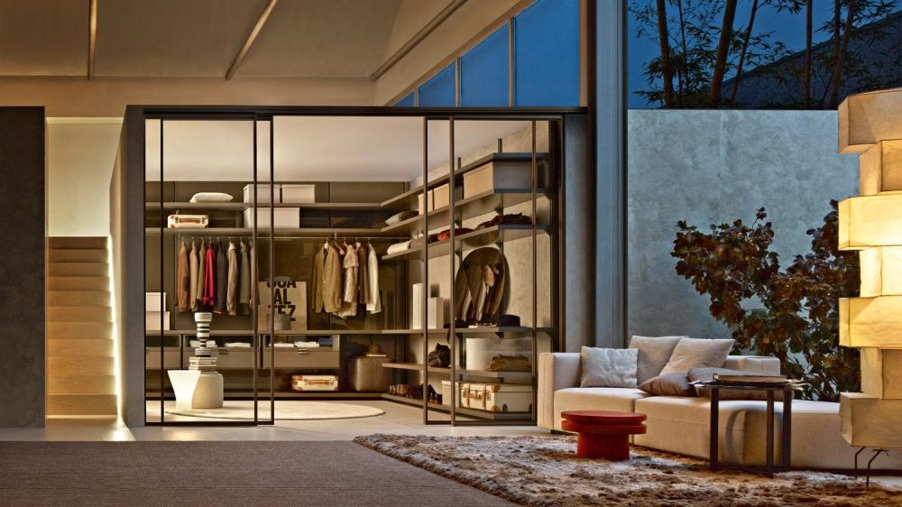 DWELL Sliding glass cabinet door for walk-in wardrobes