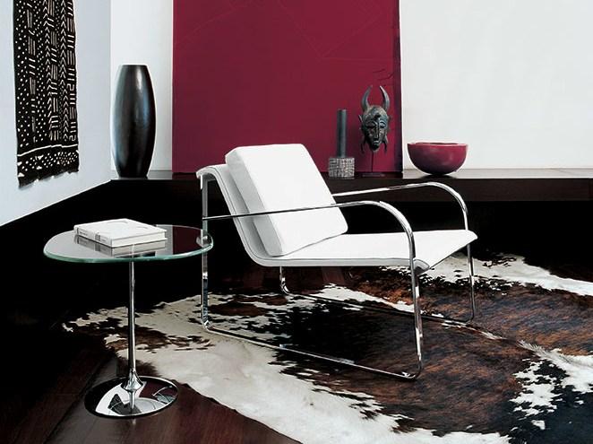 BUGATTI Upholstered leather easy chair with armrests